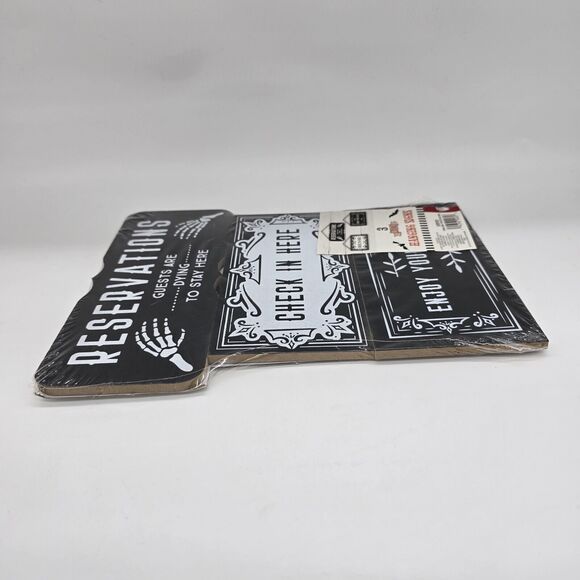 Halloween Spooky Signs Set Of 3 Haunted Hotel House Wall Decorations Black - Picture 7 of 7